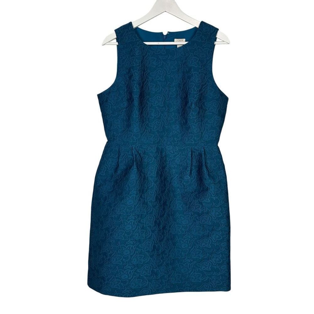 J. Crew Anemone Jacquard Sleeveless Dress size 10 Peacock Blue
